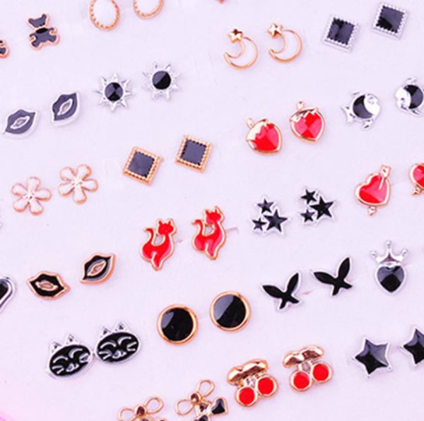 36 Pairs of Random Beautiful Stud Earrings for girls and baby girls – Silicone Back with Back Stopper