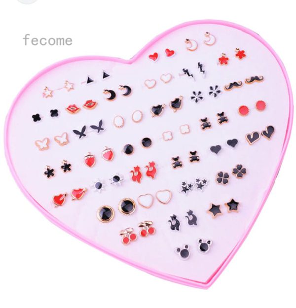 36 Pairs of Random Beautiful Stud Earrings for girls and baby girls – Silicone Back with Back Stopper