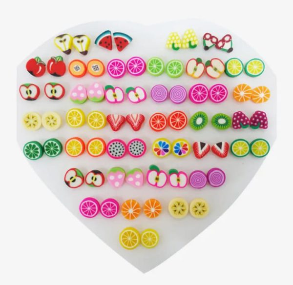 36 Pairs of Random Beautiful Stud Earrings for girls and baby girls – Silicone Back with Back Stopper